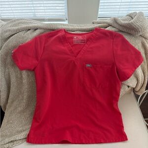 FIGS Red One Pocket Scrub Top